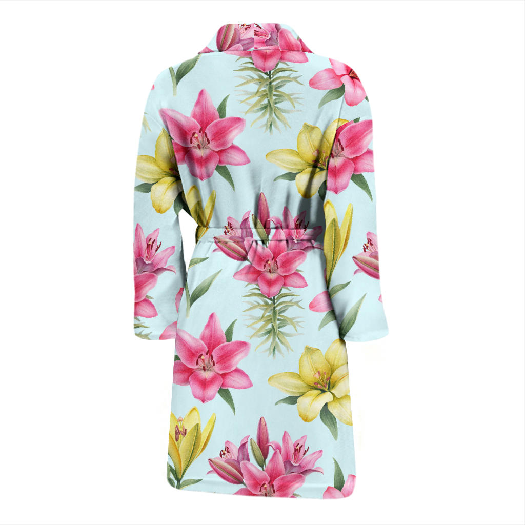 Lily Pattern Print Design LY010 Men Bathrobe