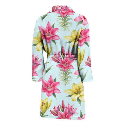 Lily Pattern Print Design LY010 Men Bathrobe