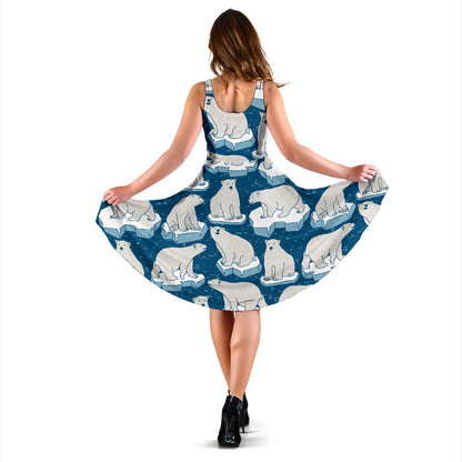 Polar Bear Pattern Print Design PB03 Midi Dress