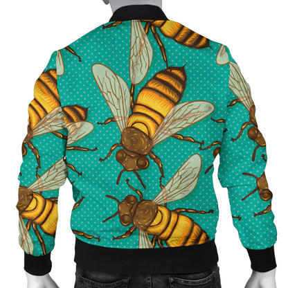 Bee Pattern Print Design BEE04 Men Bomber Jacket