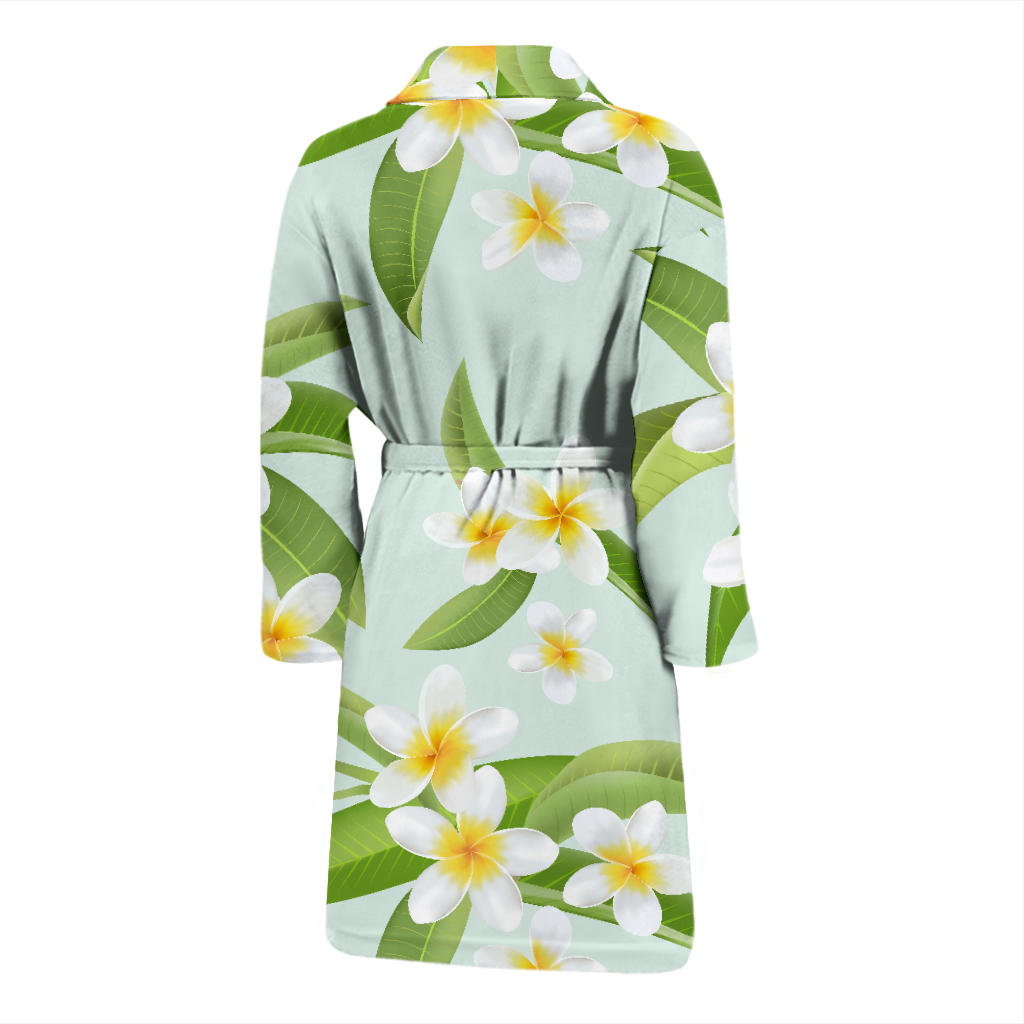 Yellow Plumeria Pattern Print Design PM024 Men Bathrobe
