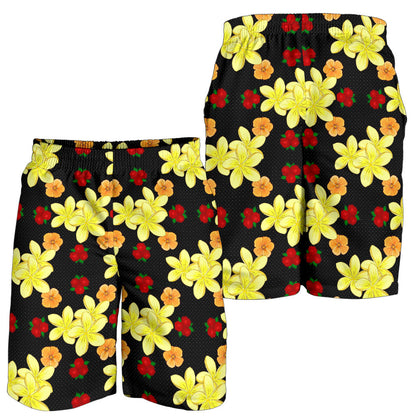 Yellow Plumeria Pattern Print Design PM04 Mens Shorts