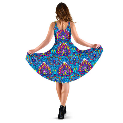 lotus Boho Pattern Print Design LO010 Midi Dress