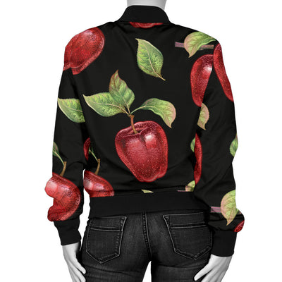 Apple Pattern Print Design AP011 Women Bomber Jacket