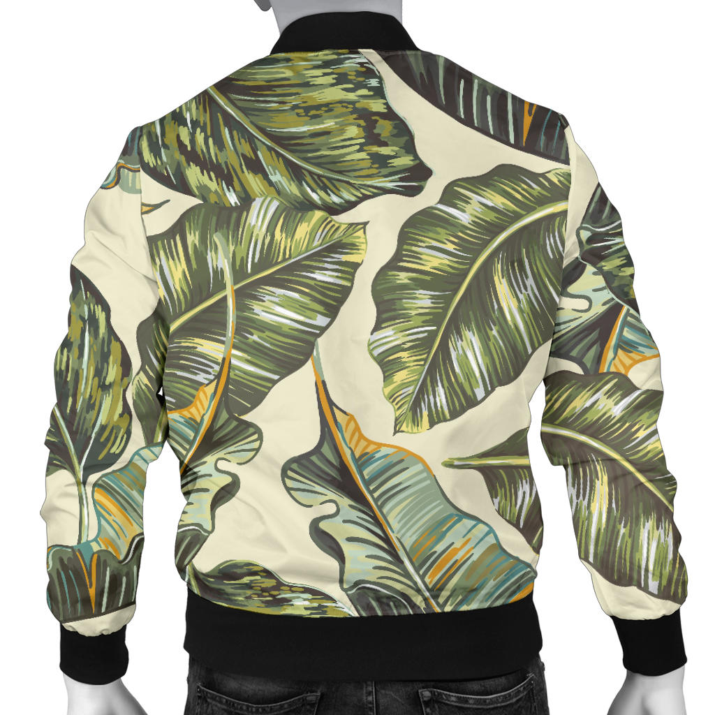 Banana Leaf Pattern Print Design BL08 Men Bomber Jacket