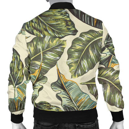 Banana Leaf Pattern Print Design BL08 Men Bomber Jacket