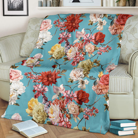 Summer Floral Pattern Print Design SF05 Fleece Blanket
