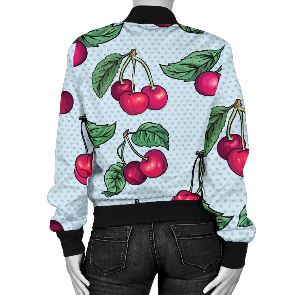 Cherry Pattern Print Design CH01 Women Bomber Jacket