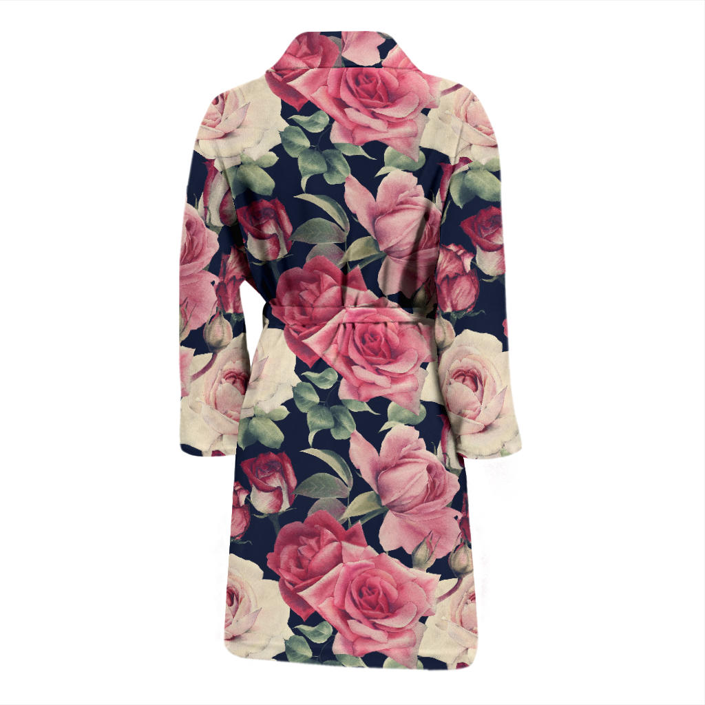Rose Pattern Print Design RO05 Men Bathrobe