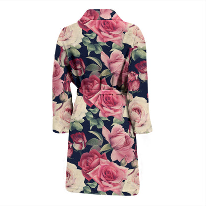 Rose Pattern Print Design RO05 Men Bathrobe