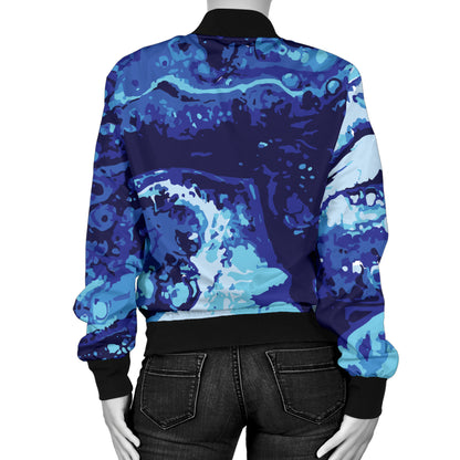Ocean Liquid Pattern Print Design A03 Women's Bomber Jacket
