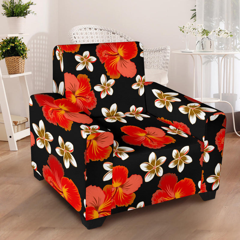 Red Hibiscus Pattern Print Design HB022 Armchair Slipcover