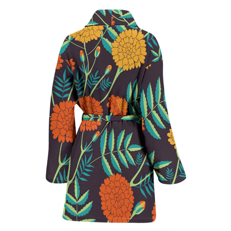 Marigold Pattern Print Design MR01 Women Bathrobe