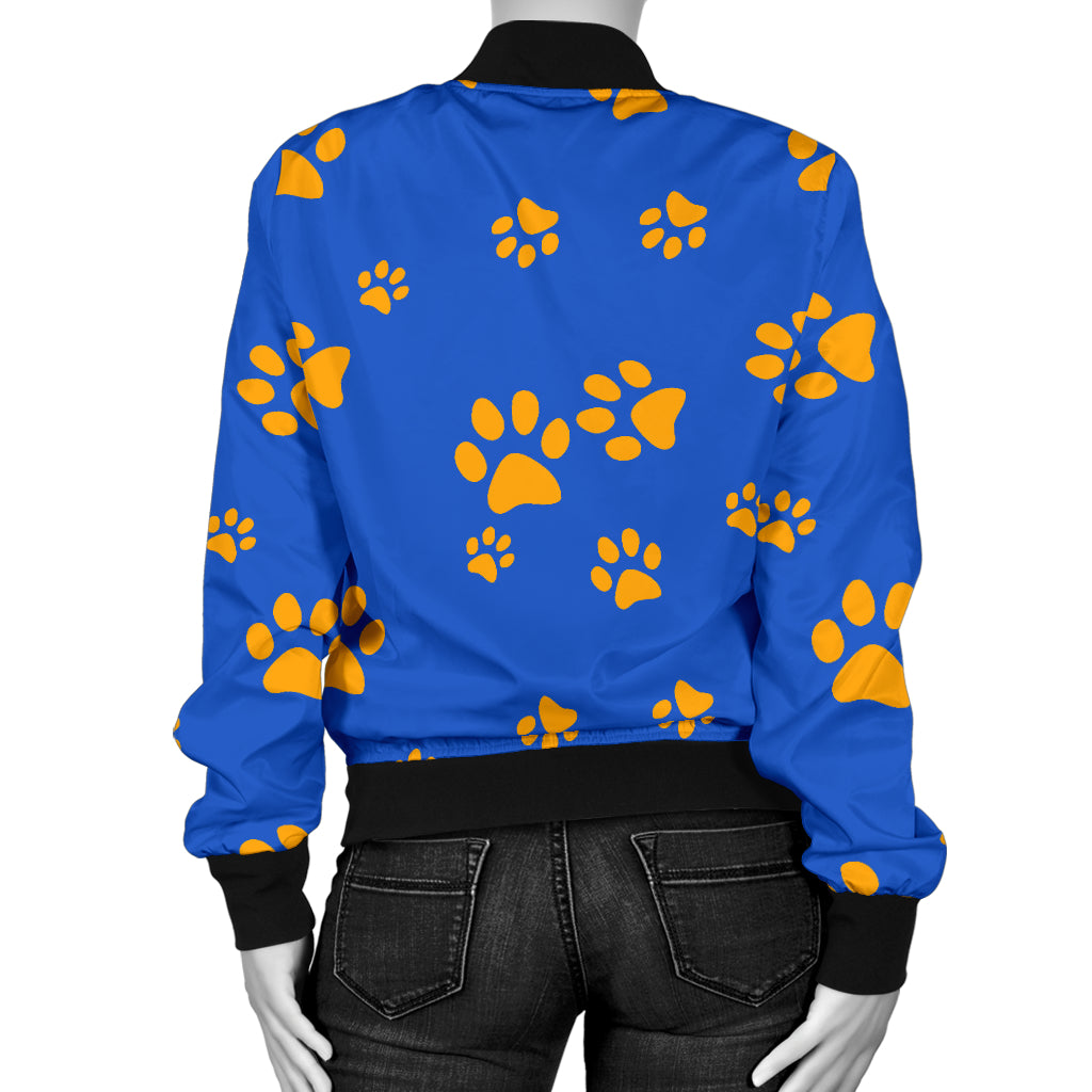 Paw Pattern Print Design A03 Women's Bomber Jacket