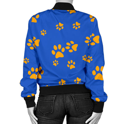 Paw Pattern Print Design A03 Women's Bomber Jacket