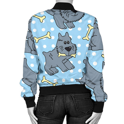 Schnauzers Pattern Print Design A02 Women's Bomber Jacket