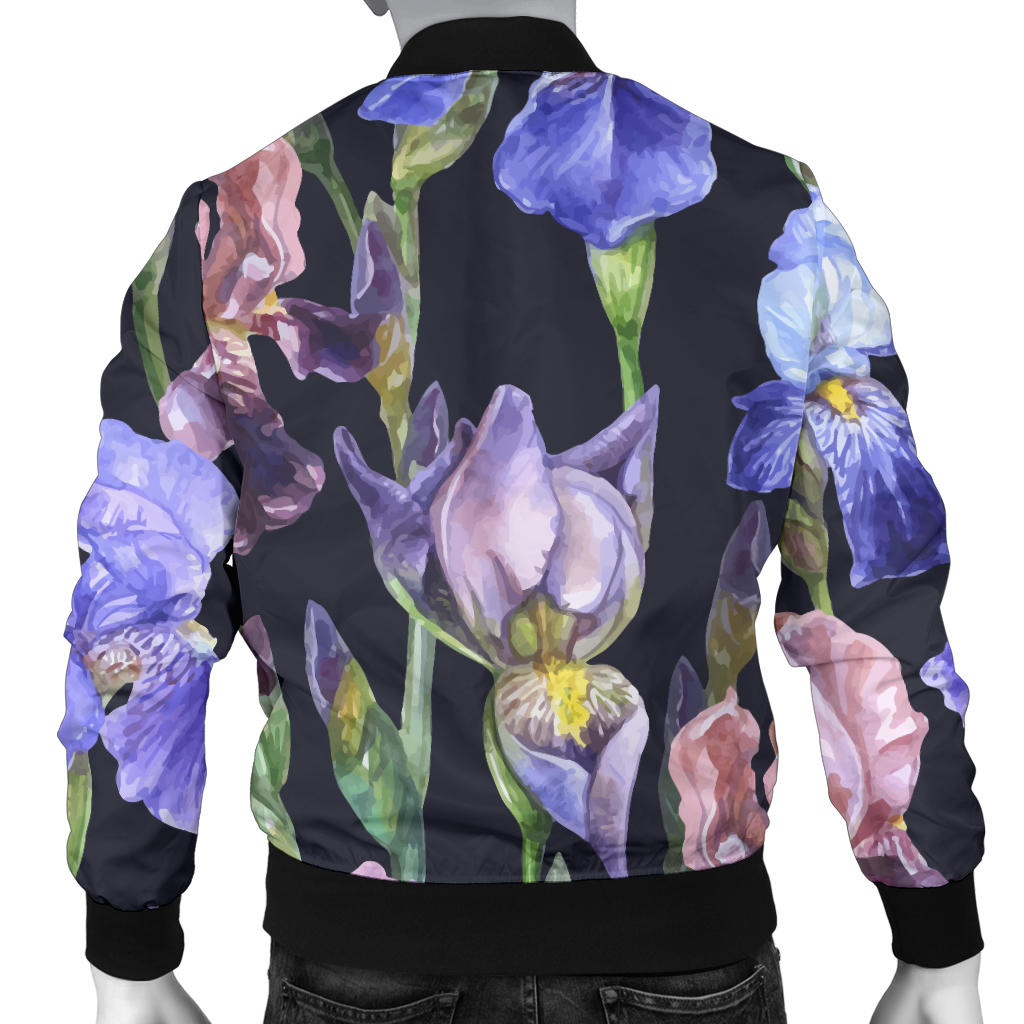 Iris Pattern Print Design IR04 Men Bomber Jacket