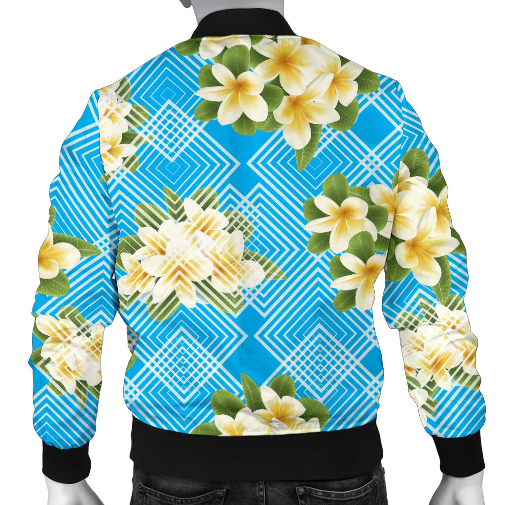 Yellow Plumeria Design Print Pattern Men Bomber Jacket