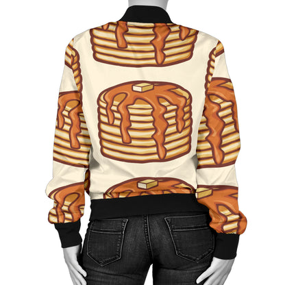 Pancake Pattern Print Design A02 Women's Bomber Jacket