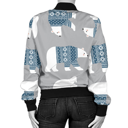 Polar Bear Pattern Print Design A03 Women's Bomber Jacket