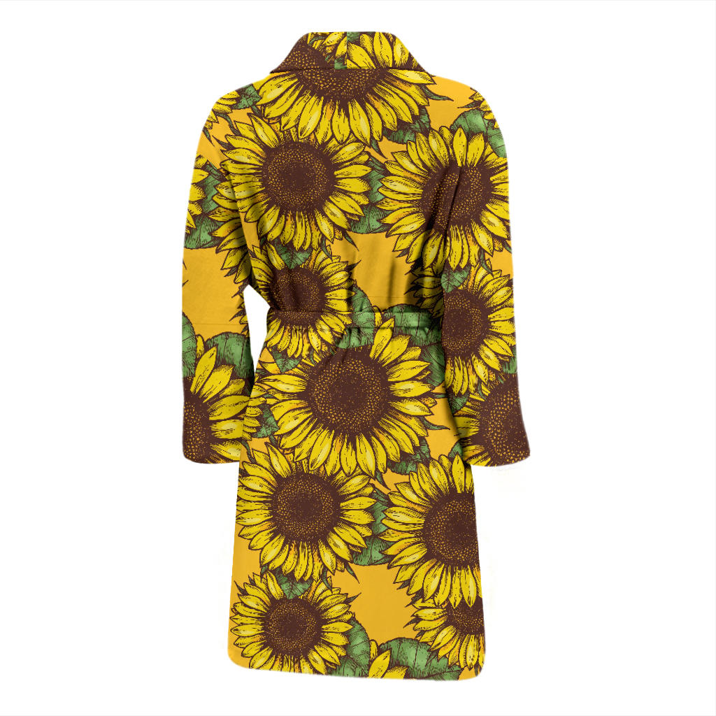 Sunflower Pattern Print Design SF04 Men Bathrobe