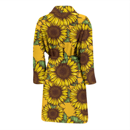 Sunflower Pattern Print Design SF04 Men Bathrobe