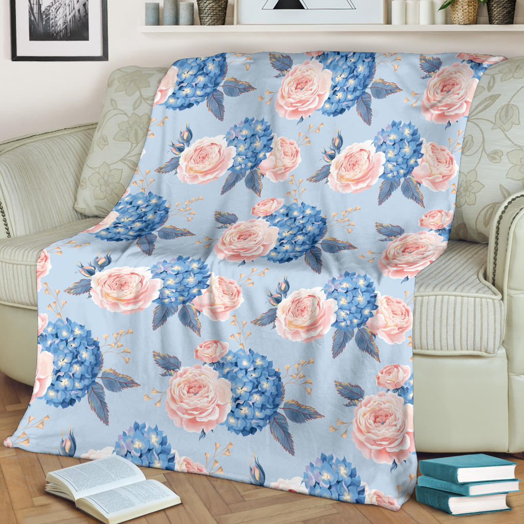 Hydrangea Pattern Print Design HD06 Fleece Blanket