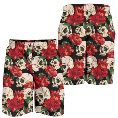 Skull Red Rose Mens Shorts