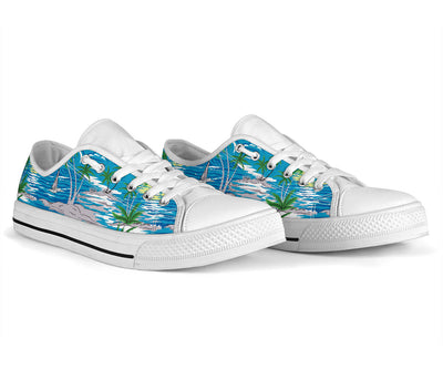 Palm Tree Beach White Bottom Low Top Shoes