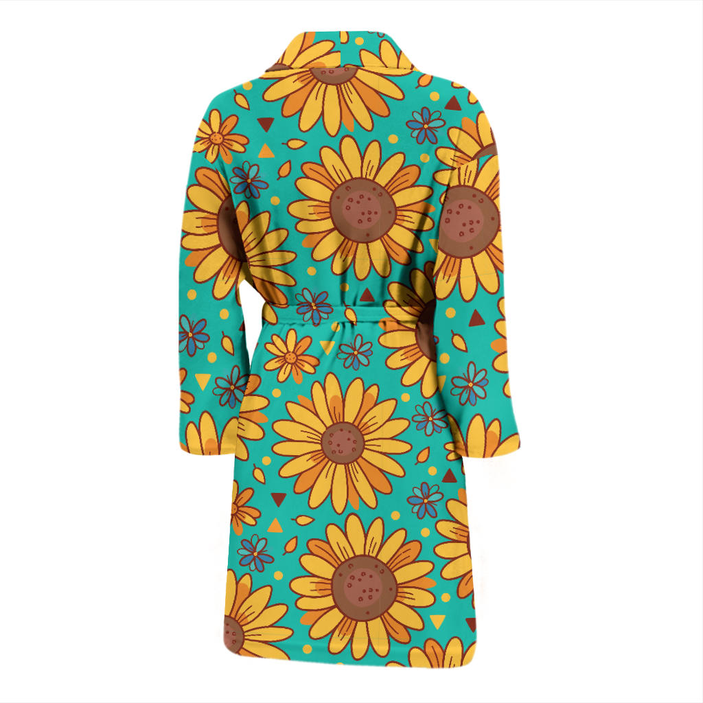 Sunflower Pattern Print Design SF013 Men Bathrobe
