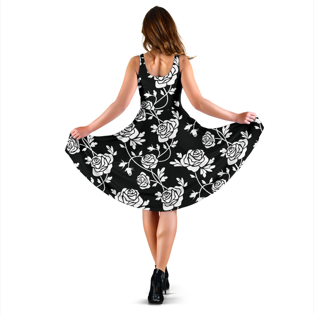 Rose Pattern Print Design RO013 Midi Dress