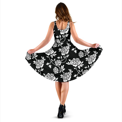 Rose Pattern Print Design RO013 Midi Dress