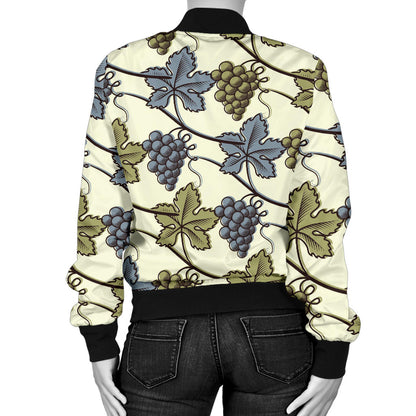 Grape Pattern Print Design GP03 Women Bomber Jacket