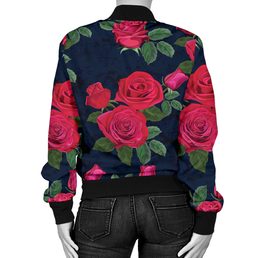 Rose Pattern Print Design A04 Women's Bomber Jacket