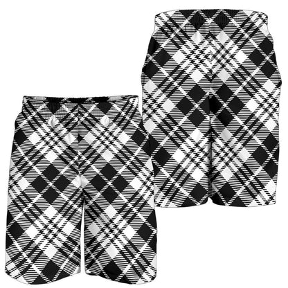 Plaid Black White Pattern Print Design A02 Mens Shorts