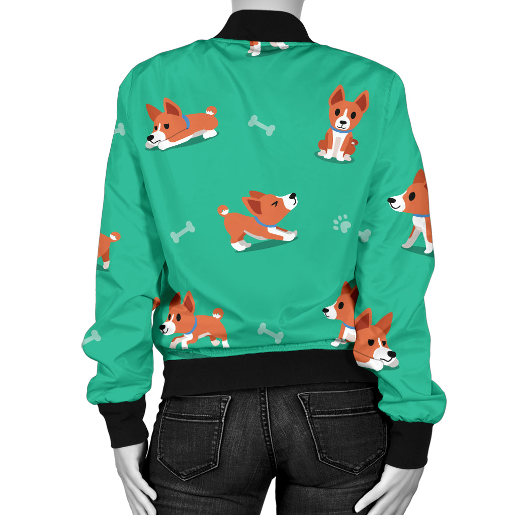 Basenji Pattern Print Design 02 Women's Bomber Jacket