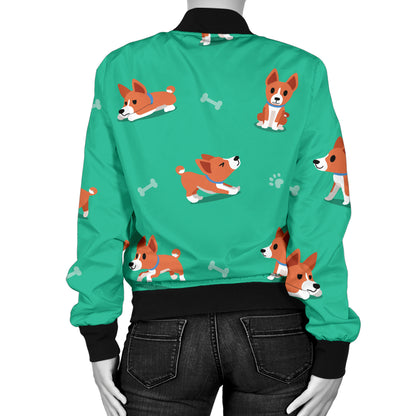 Basenji Pattern Print Design 02 Women's Bomber Jacket