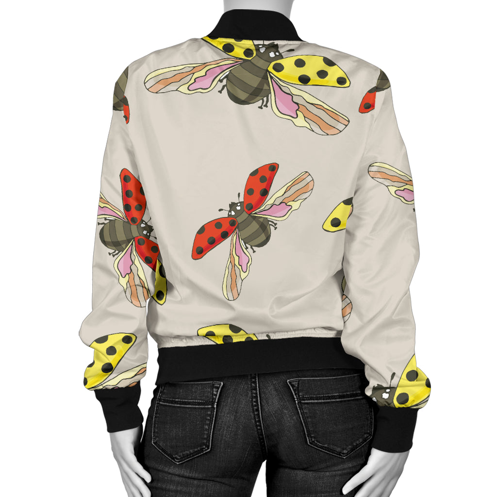 Ladybug Pattern Print Design 04 Women's Bomber Jacket