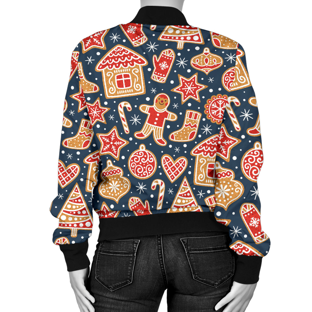 Gingerbread Pattern Print Design 03 Women's Bomber Jacket