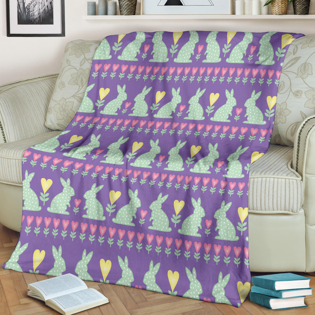 Rabbit Pattern Print Design RB01 Fleece Blanket
