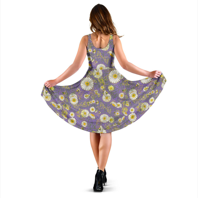 Daisy Pattern Print Design DS011 Midi Dress