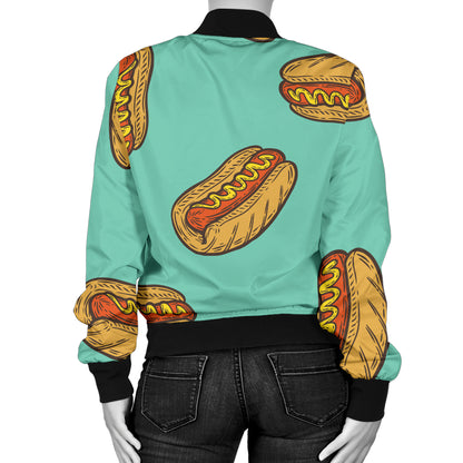 Hot Dog Pattern Print Design 04 Women's Bomber Jacket