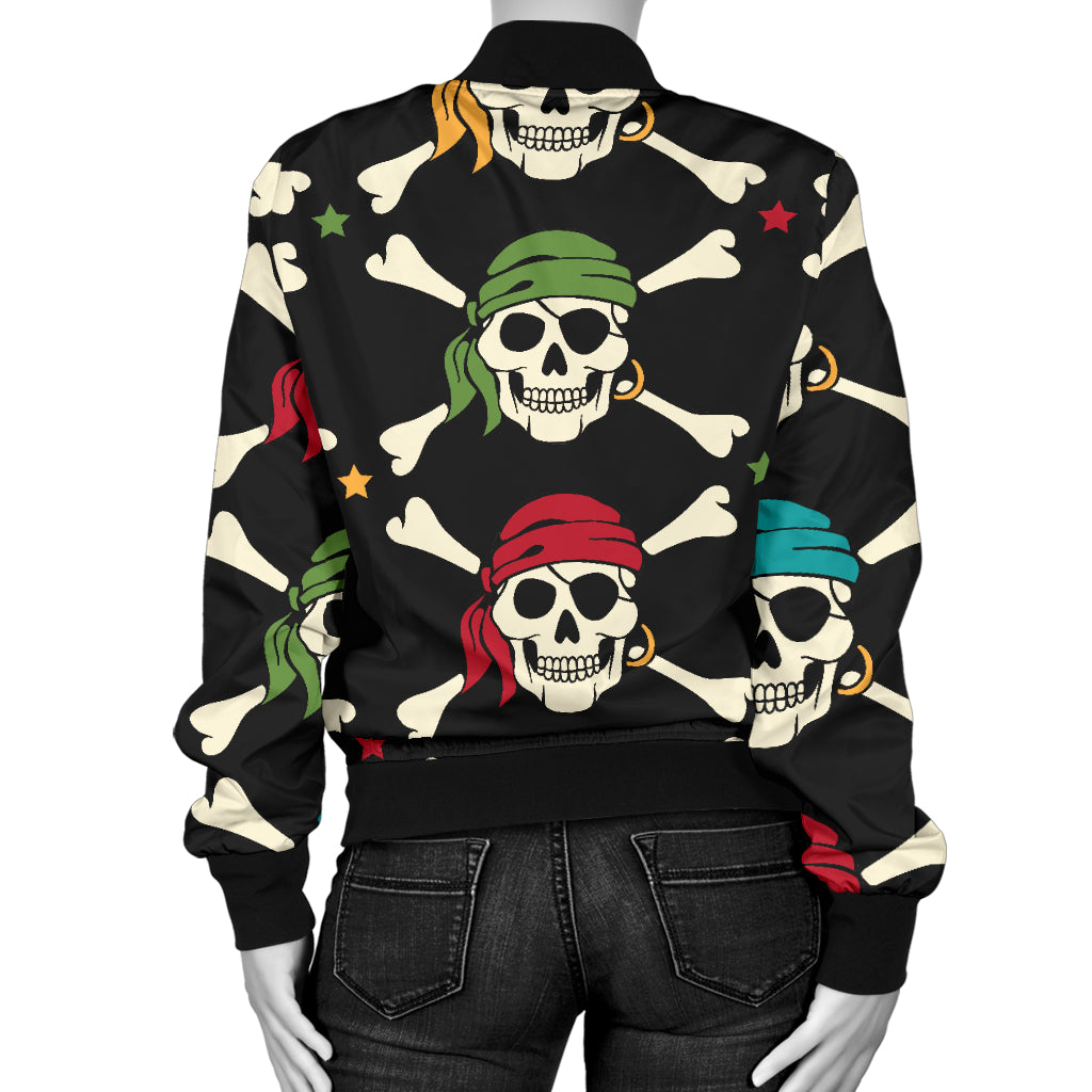 Pirate Pattern Print Design A01 Women's Bomber Jacket