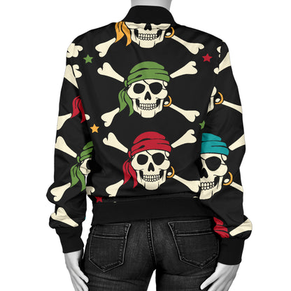 Pirate Pattern Print Design A01 Women's Bomber Jacket