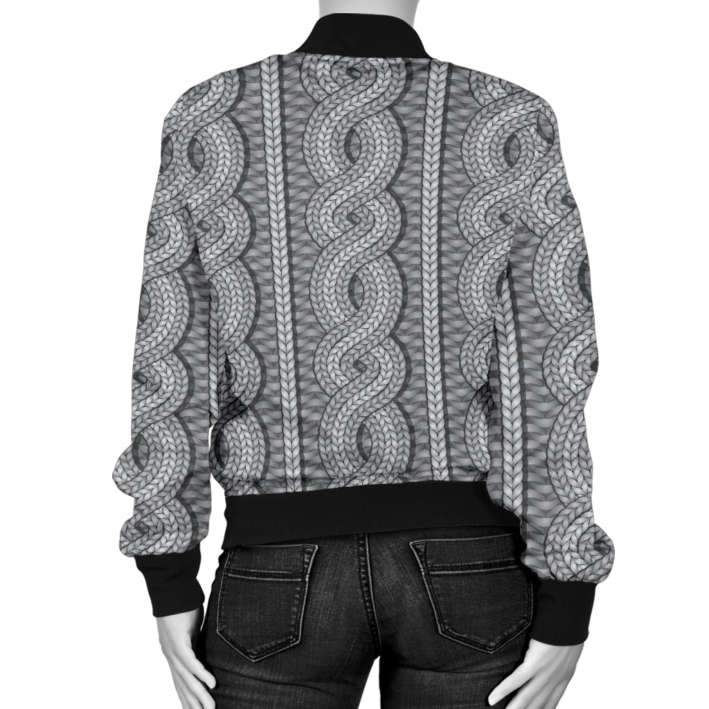 Cable Knit Pattern Print Design 01 Women's Bomber Jacket