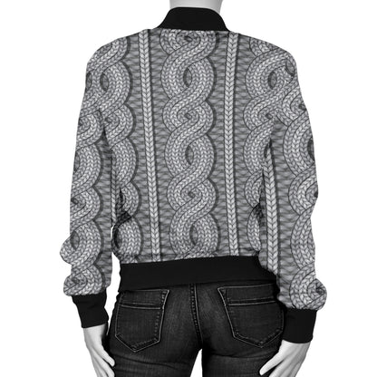 Cable Knit Pattern Print Design 01 Women's Bomber Jacket
