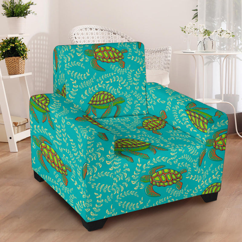 Sea Turtle Pattern Print Design T010 Armchair Slipcover