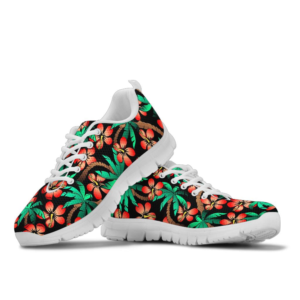 Hawaiian Themed Pattern Print Design H022 Sneakers White Bottom Shoes