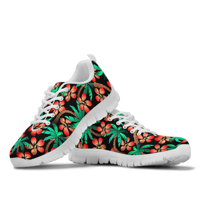 Hawaiian Themed Pattern Print Design H022 Sneakers White Bottom Shoes