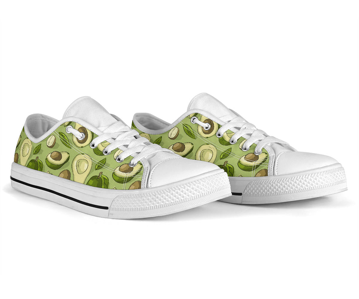 Avocado Pattern Print Design AC03 White Bottom Low Top Shoes